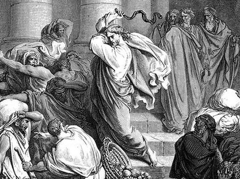 Поль Гюстав Доре. Христос изгоняет торговцев из храма.
