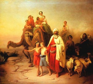 Переселение Авраама. Картина венгерского художника Йожефа Молнара, 1850. 659px-Molnár_Ábrahám_kiköltözése_1850