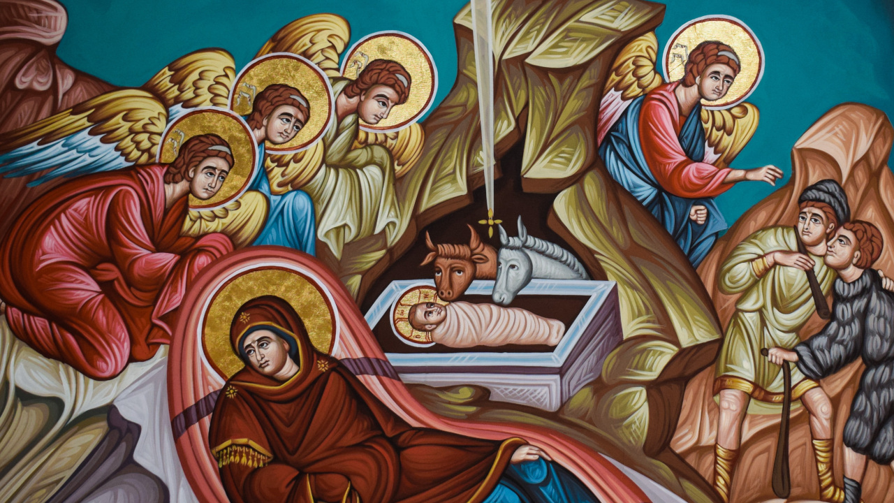 Икона с сценой Рождества Христова