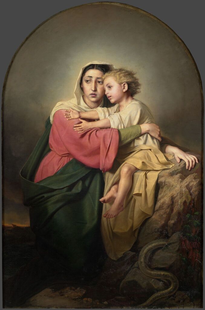 Картина с изображением Богоматери держащей на руках Христа