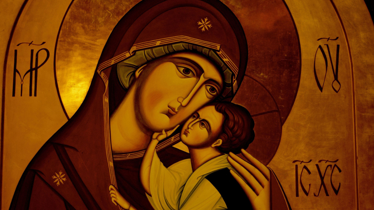 Фрагмент иконы Божией Матери с Богомладенцем на руках